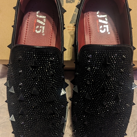 Black Studded Velvet Slip-On Loafers - Unbranded main image 4
